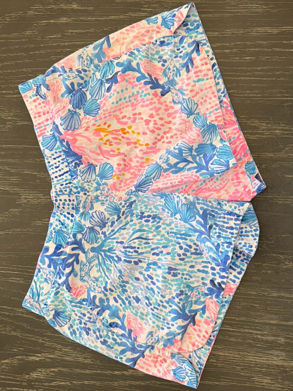 Lilly Pulitzer Pink, Blue & Yellow Floral Shell-Print Athletic Shorts